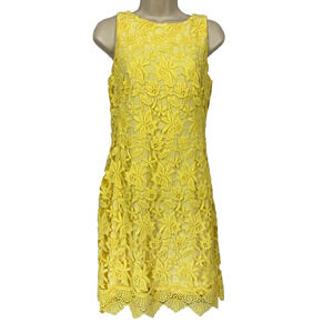 Ralph Lauren Sheath Dress Womens 4 Butter Yellow Crochet Lace Summer Floral LRL